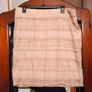 Cream Lacey Pencil Skirt